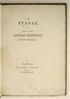 BODONI PRESS. Poliziano, Angelo. Le Stanze. 1792